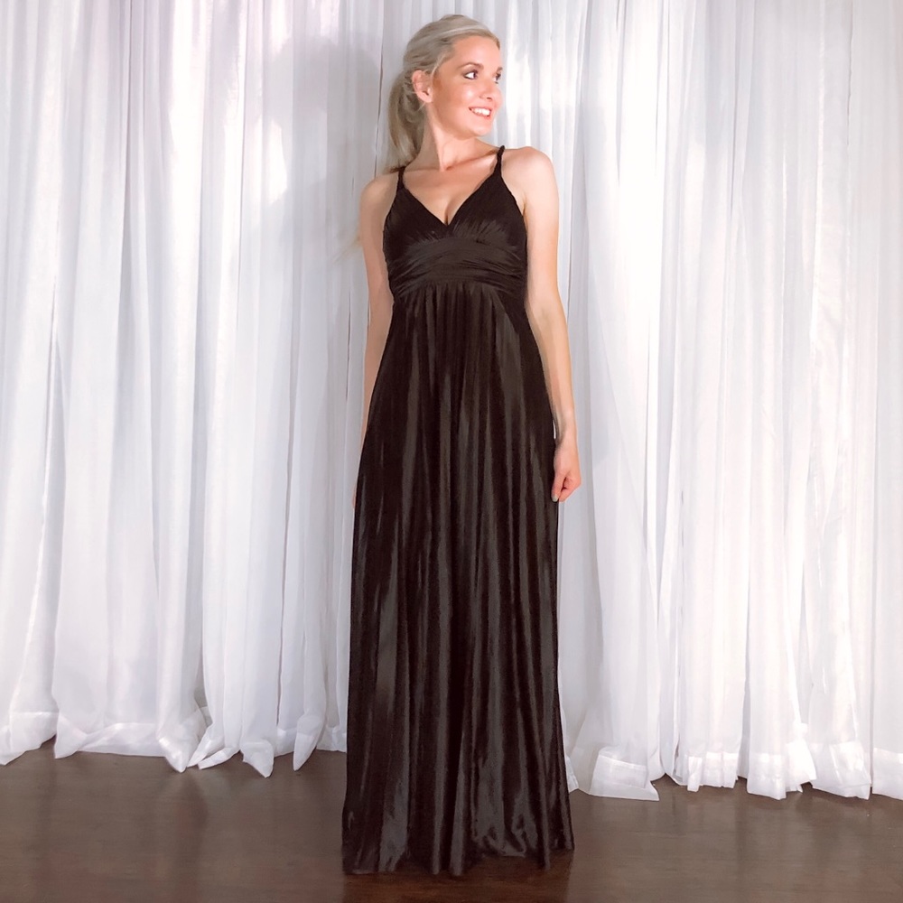 Black Formal Bridesmaid Homecoming Prom Dress - Picture 7 of 8